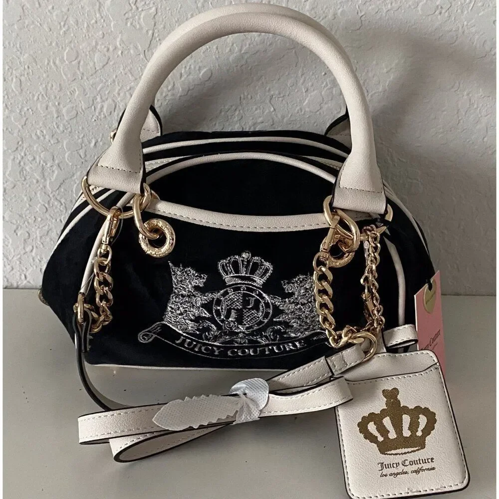 Juicy Couture Classic Scottie Dogs Satchel Crossbody Liquorice Crystal Card Case
